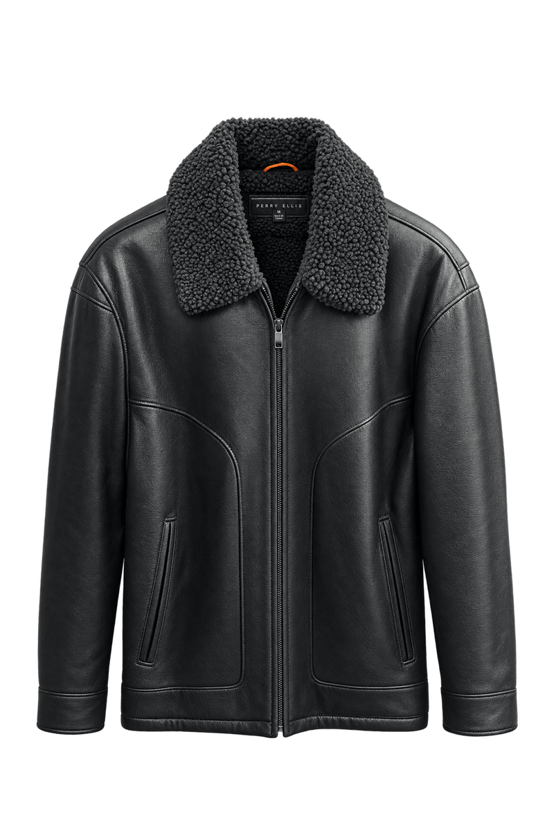 1990s Black Leather Leather Jacket - Front View