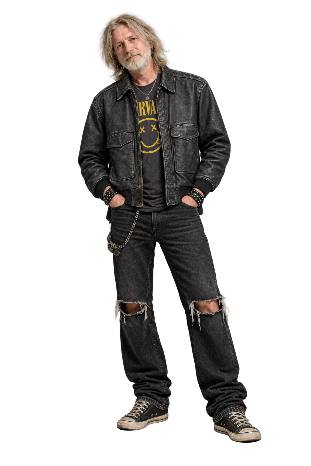 1990s Black Leather Jacket - Model