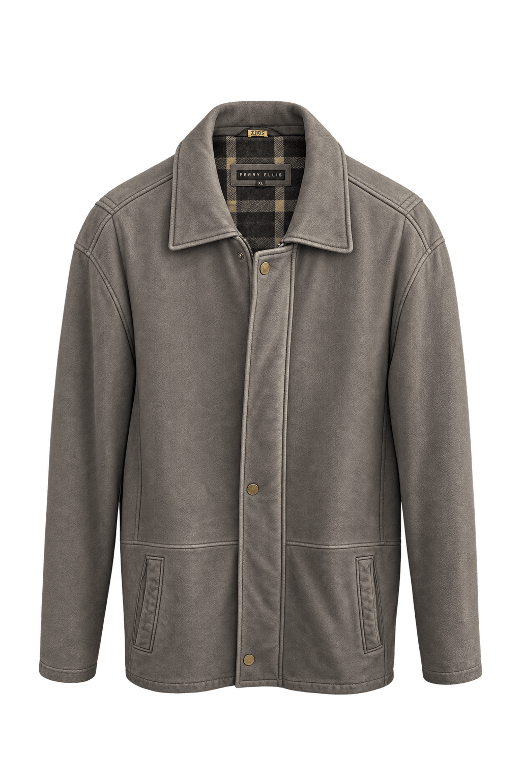 1990s Taupe Leather Jacket - Front View