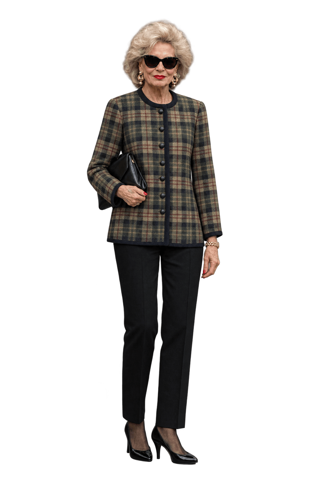1990s Green Plaid Wool Jacket - Model