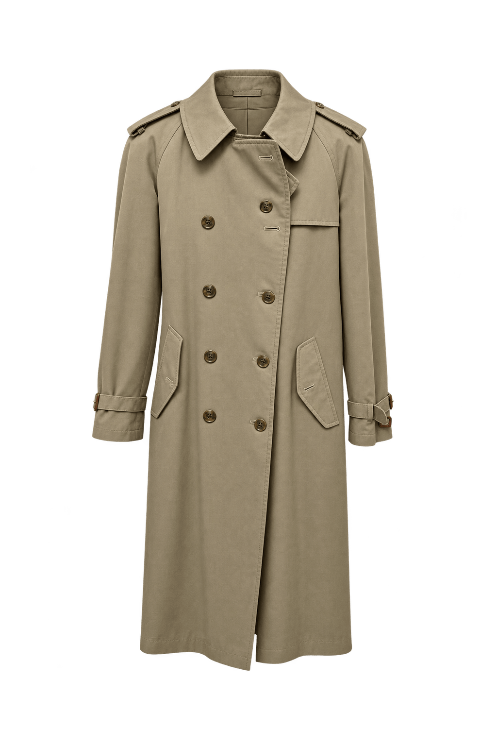 1990s Beige Cotton Trench Coat - Front View