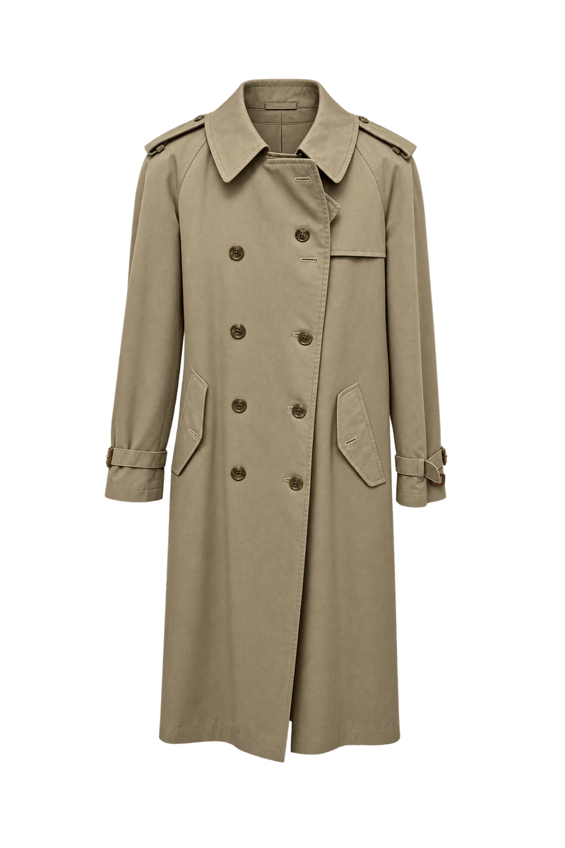1990s Beige Cotton Trench Coat - Front View