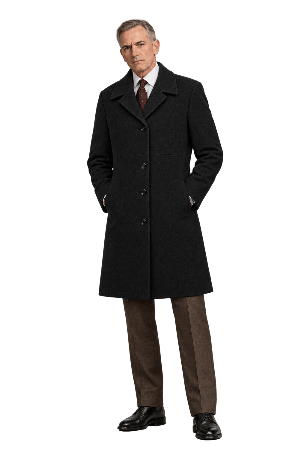 1990s Black Wool Coat - Model
