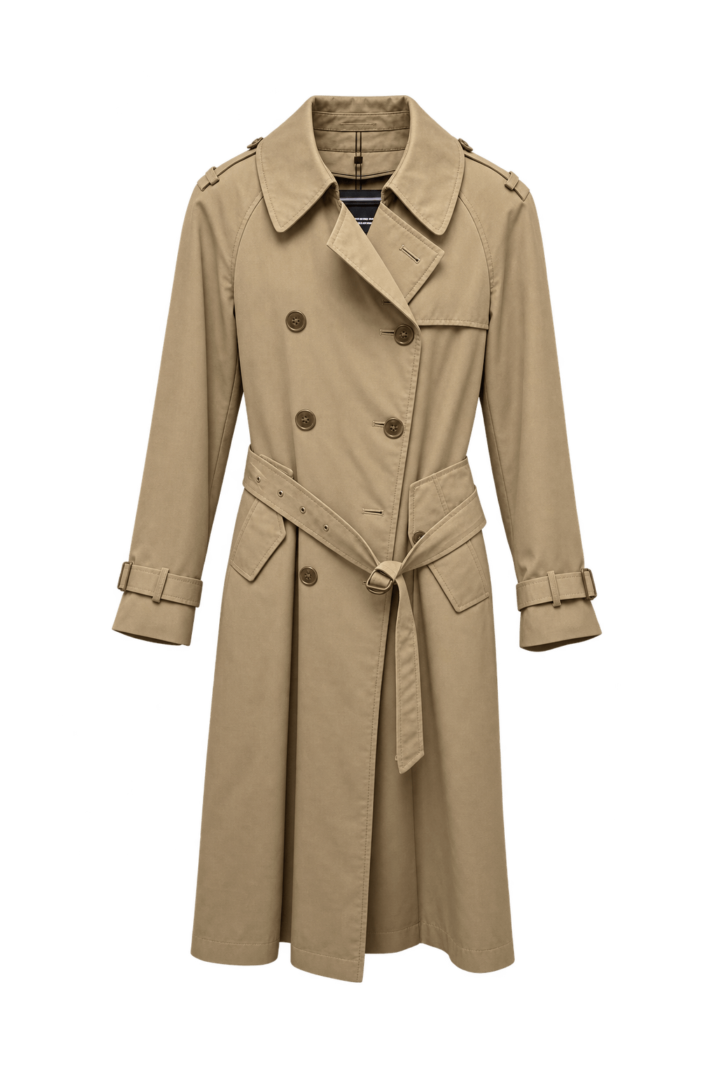 1990s Beige Cotton Trench Coat - Front View