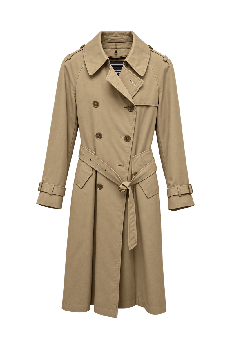 1990s Beige Cotton Trench Coat - Front View