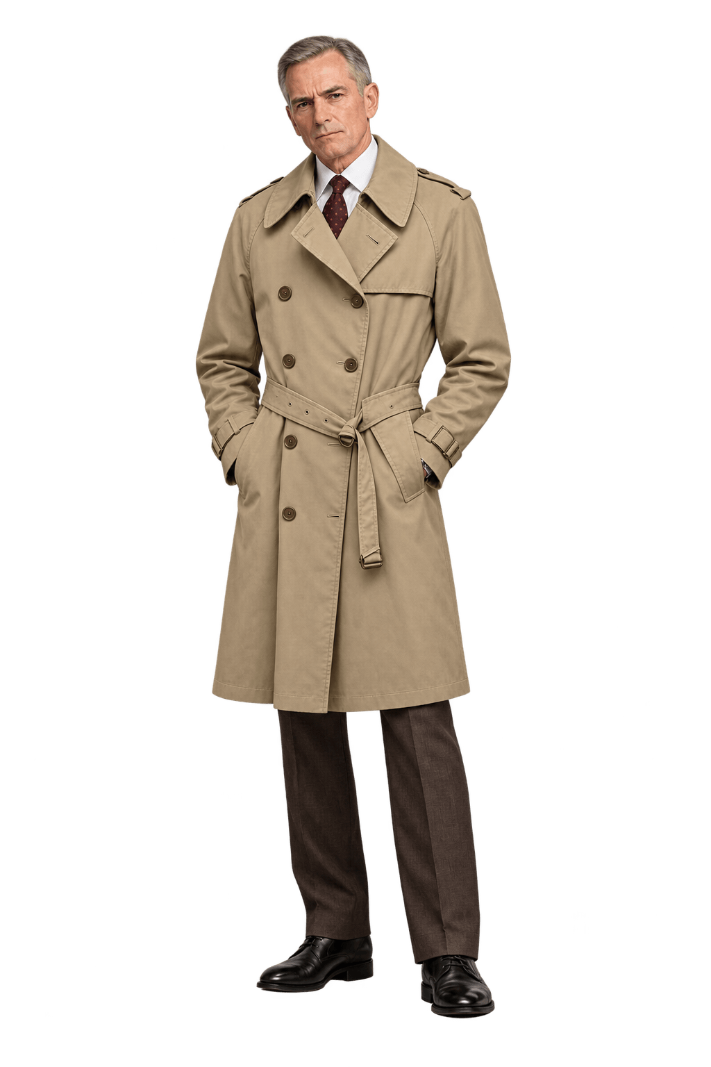 1990s Beige Cotton Trench Coat - Model