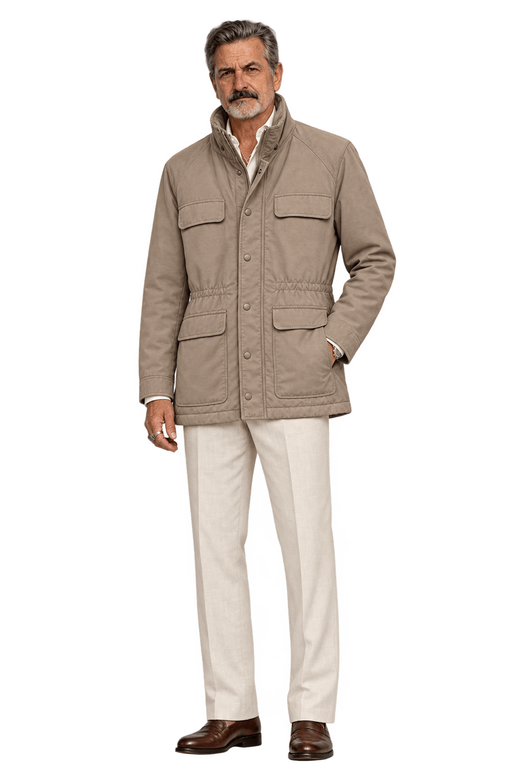1980s Beige Cotton Jacket - Model