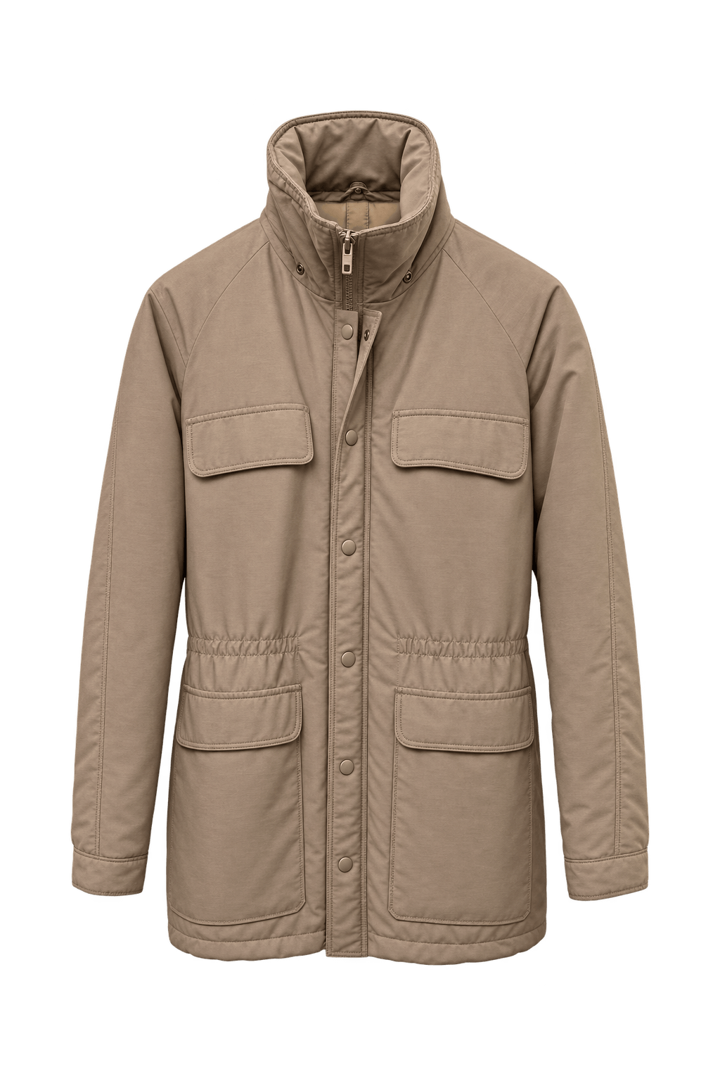1980s Beige Cotton Jacket - Front View