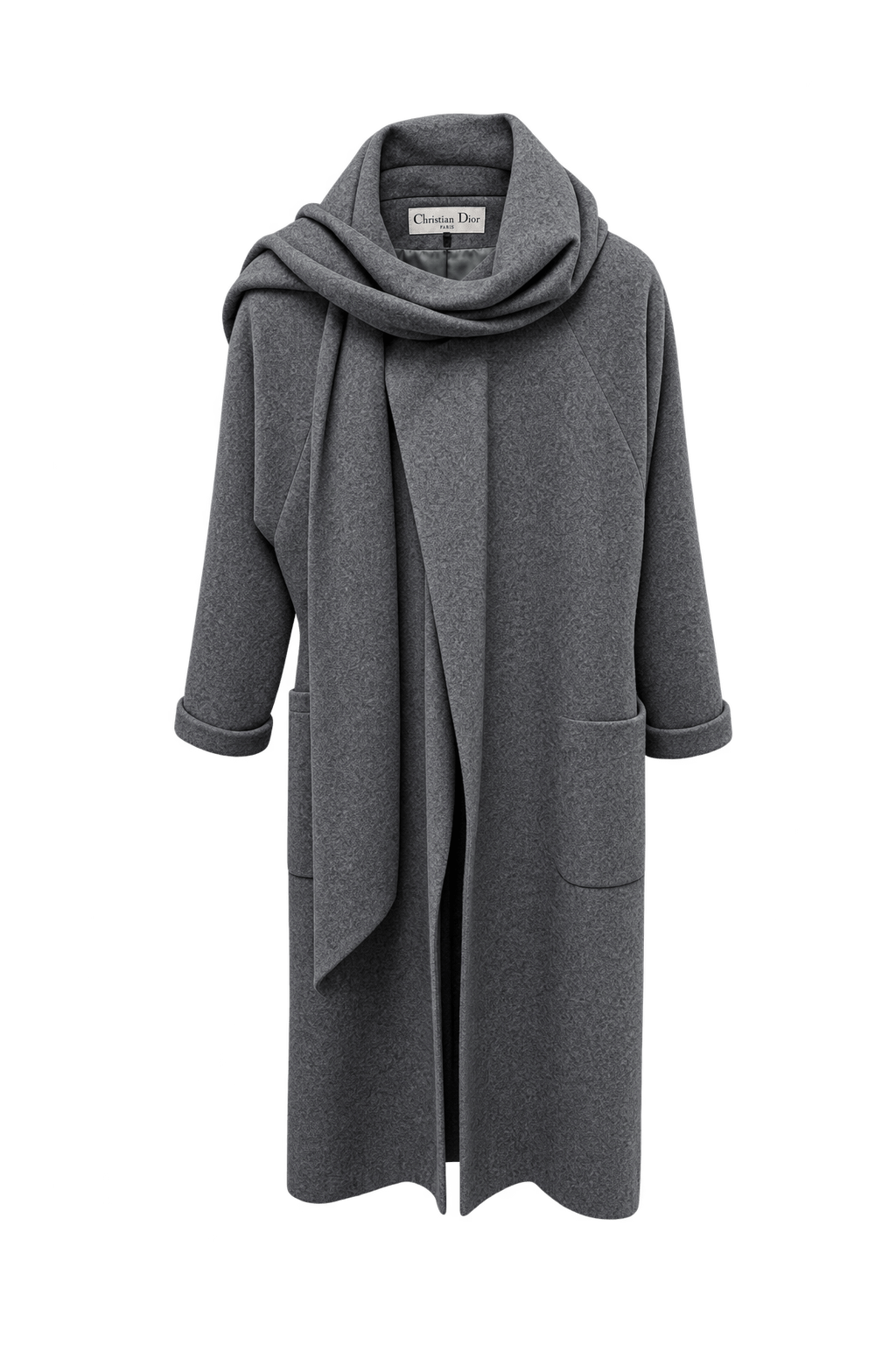 1990s Gray Wool Coat - Front View