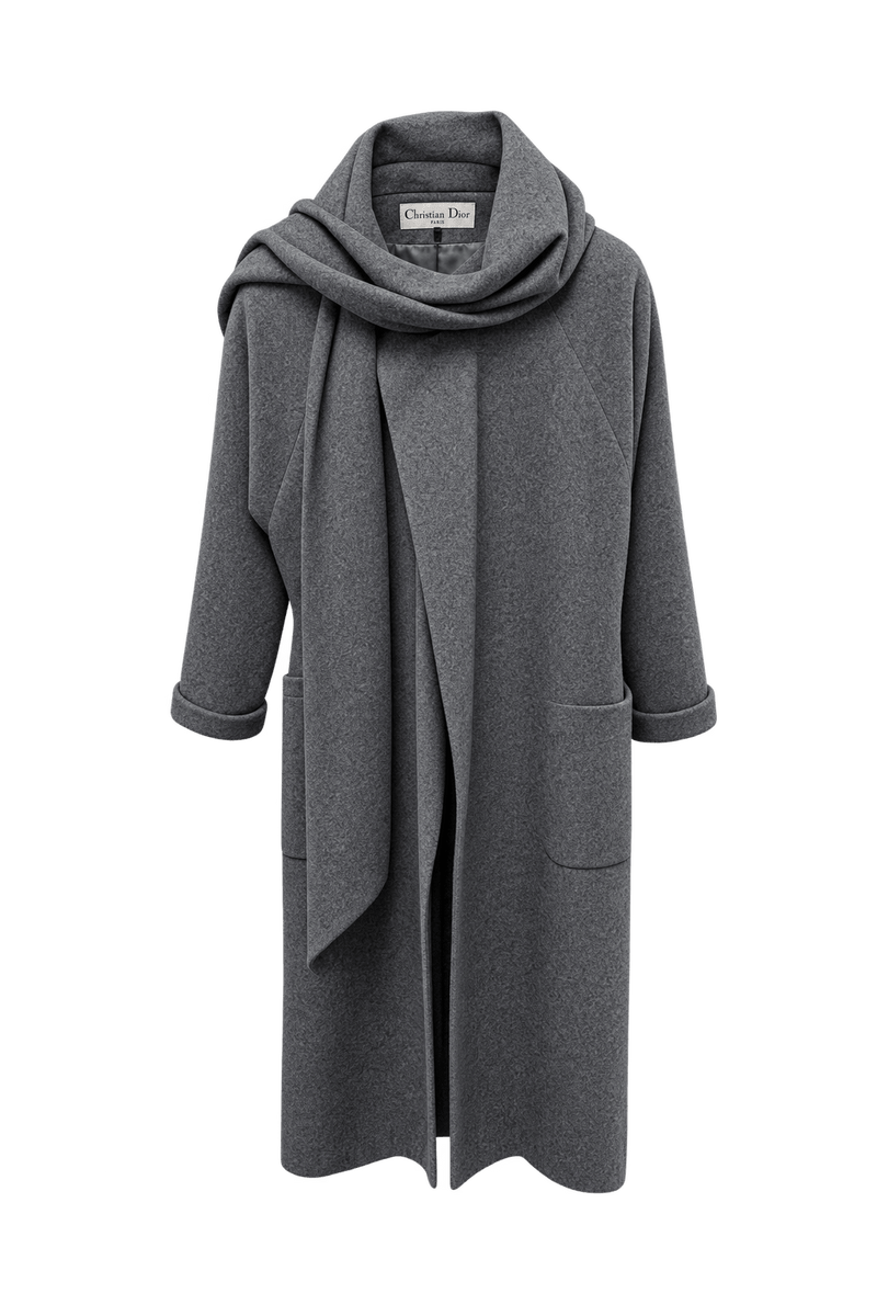 1990s Gray Wool Coat - Front View