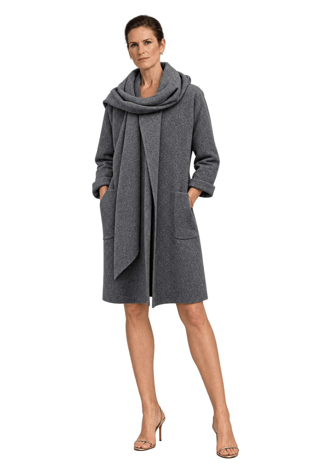 1990s Gray Wool Coat - Model