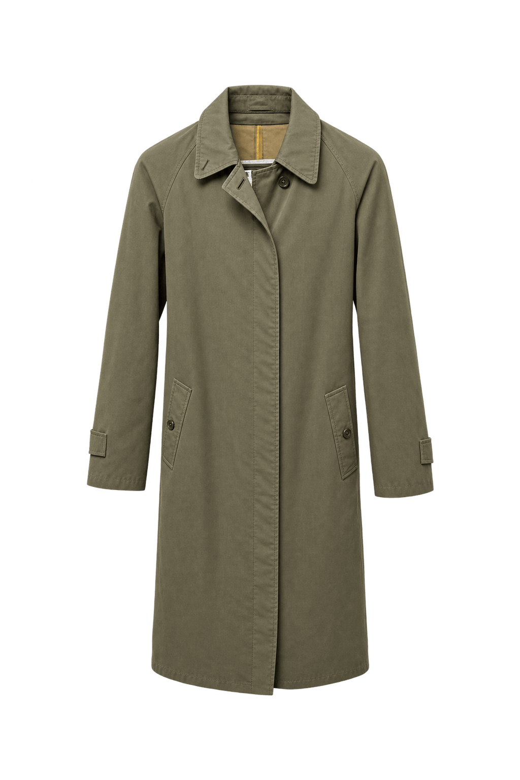 1990s Olive Green Cotton Coat - Front View
