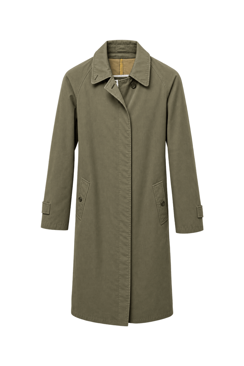 1990s Olive Green Cotton Coat - Front View