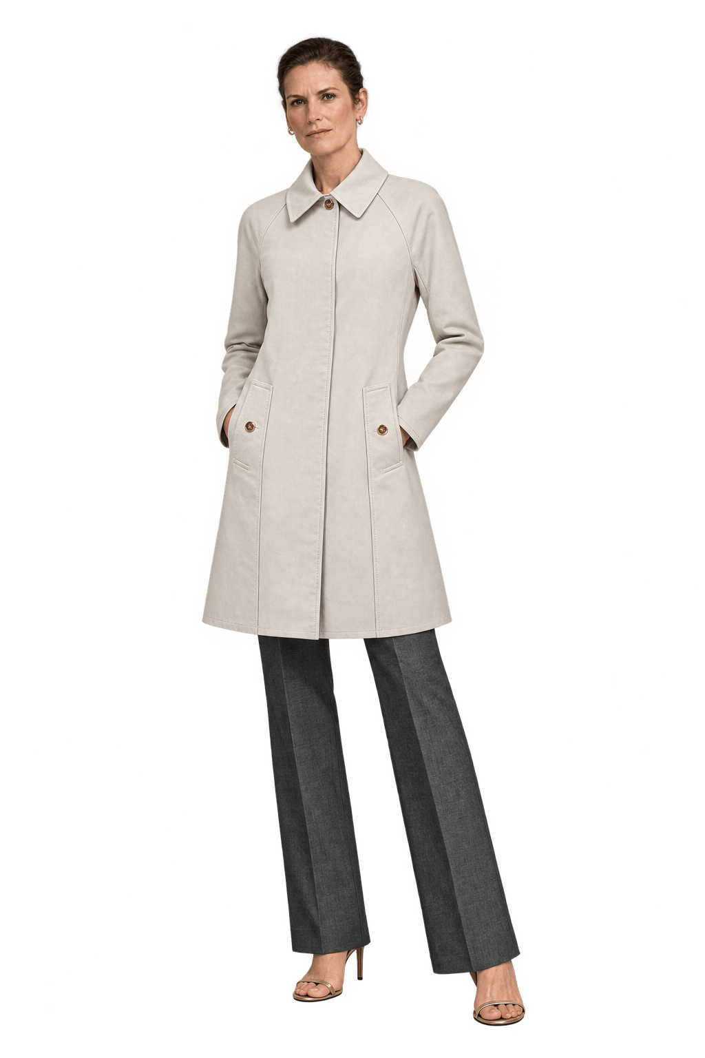 1990s Cream Wool Coat - Model