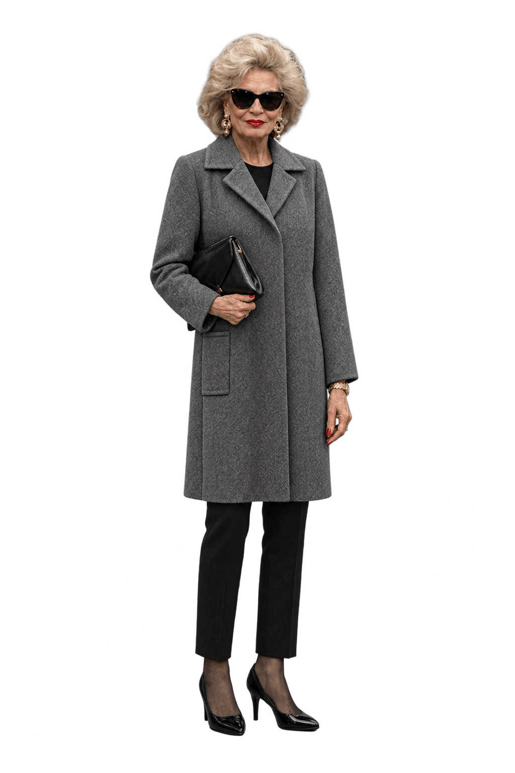 1980s Charcoal Grey Wool Coat - Model