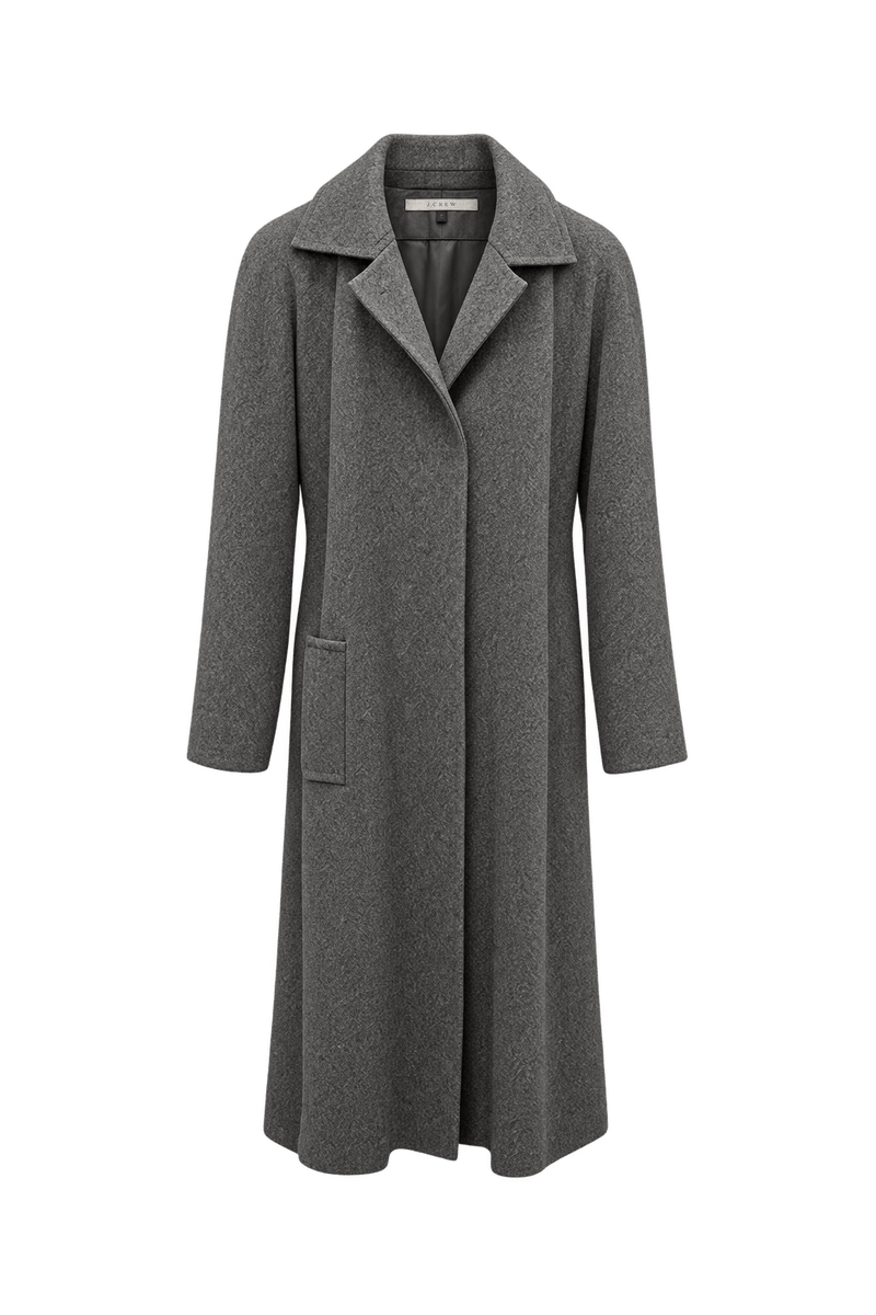 1980s Charcoal Grey Wool Coat - Front View