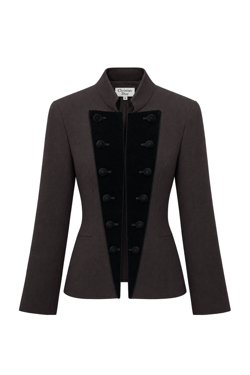 1980s Dark Brown Wool Blazer - Front View