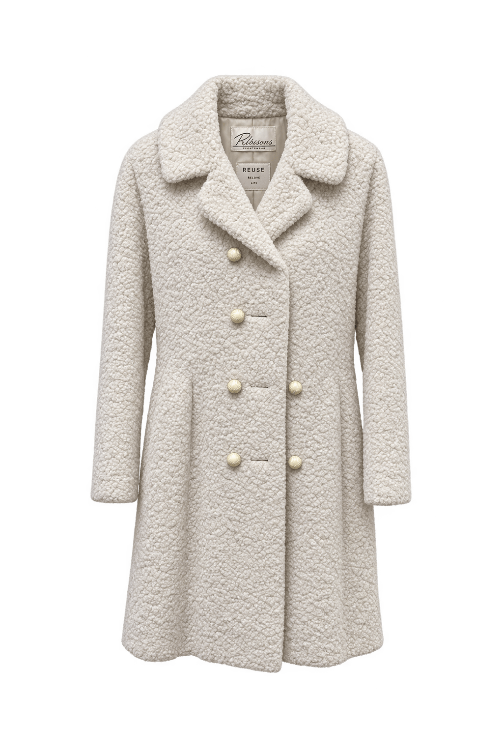 1980s Cream Wool Coat - Front View