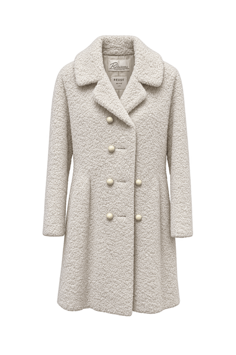 1980s Cream Wool Coat - Front View