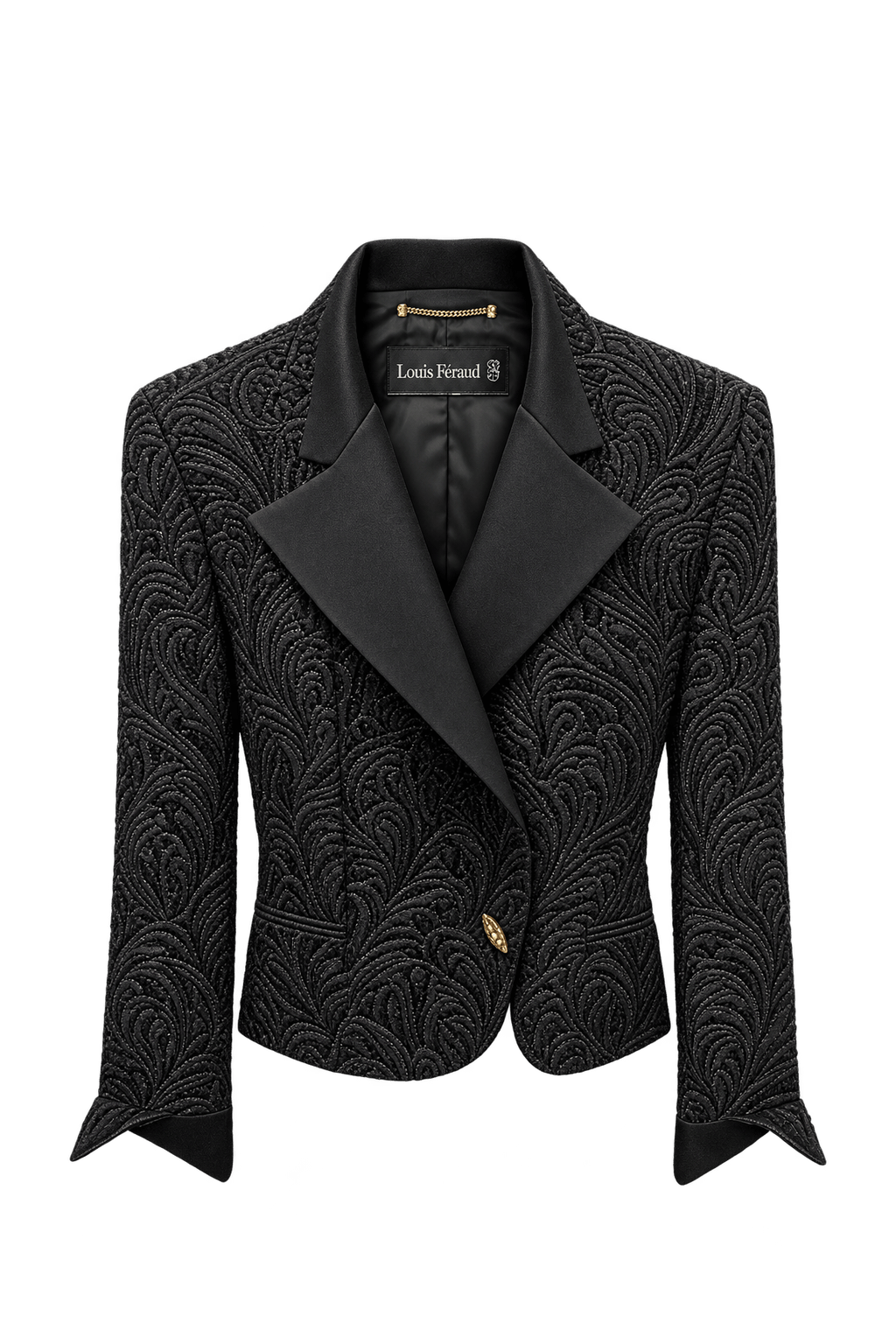 1990s Black Velvet Blazer - Front View