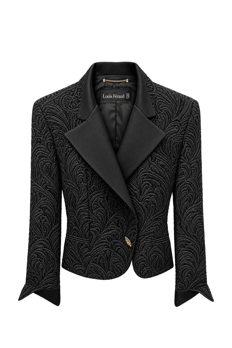 1990s Black Velvet Blazer - Front View