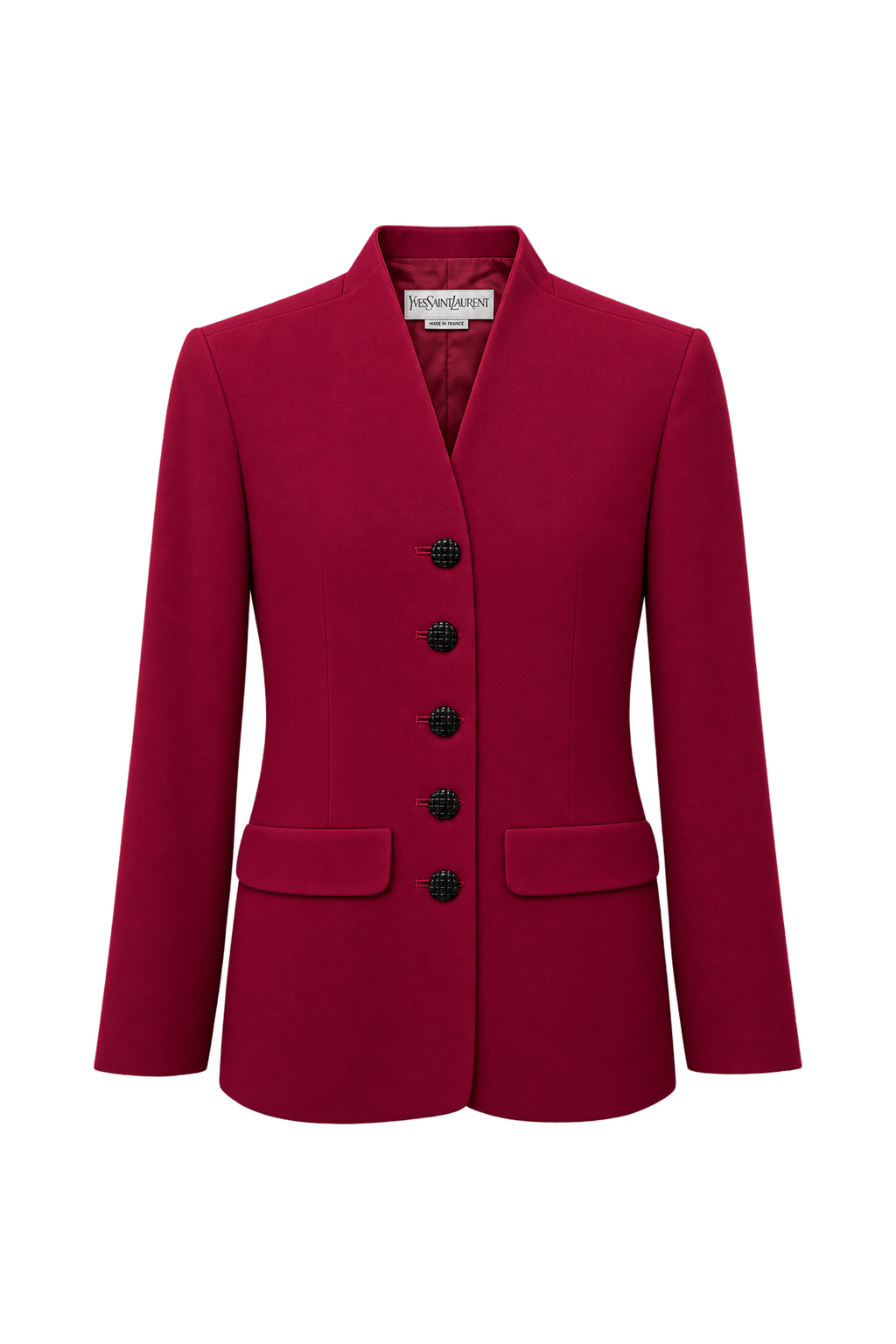 1980s Deep Red Wool Blazer - Front View