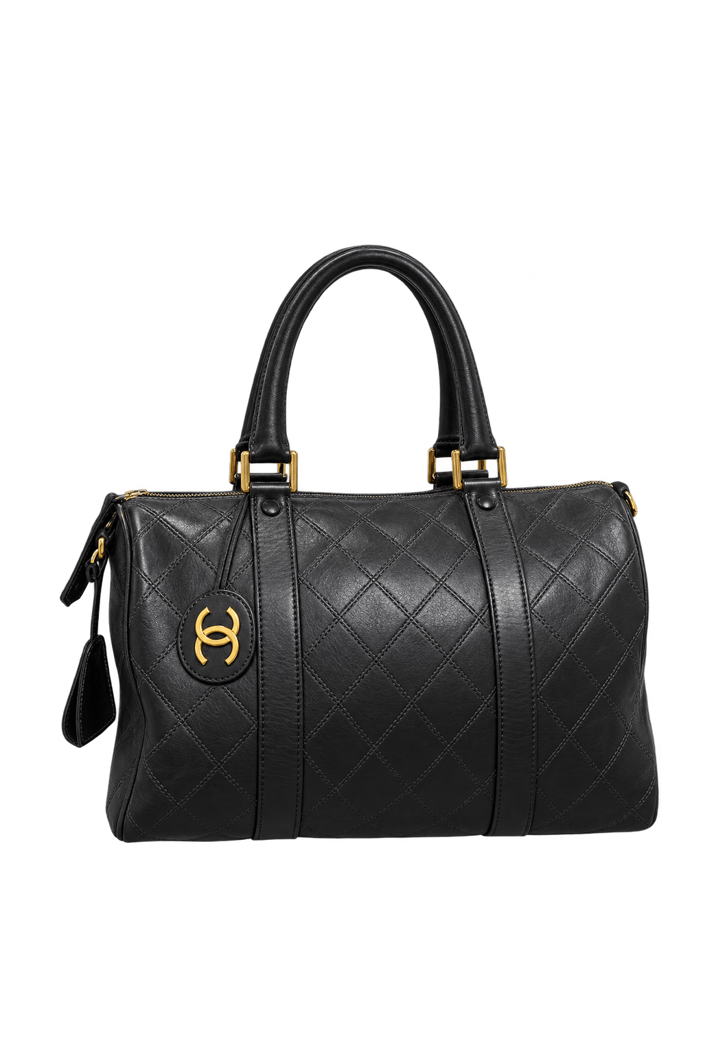 Unknown Black Leather Handbag - Front View