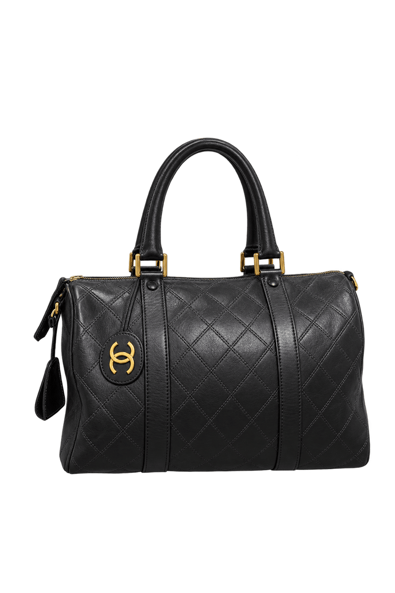 Unknown Black Leather Handbag - Front View