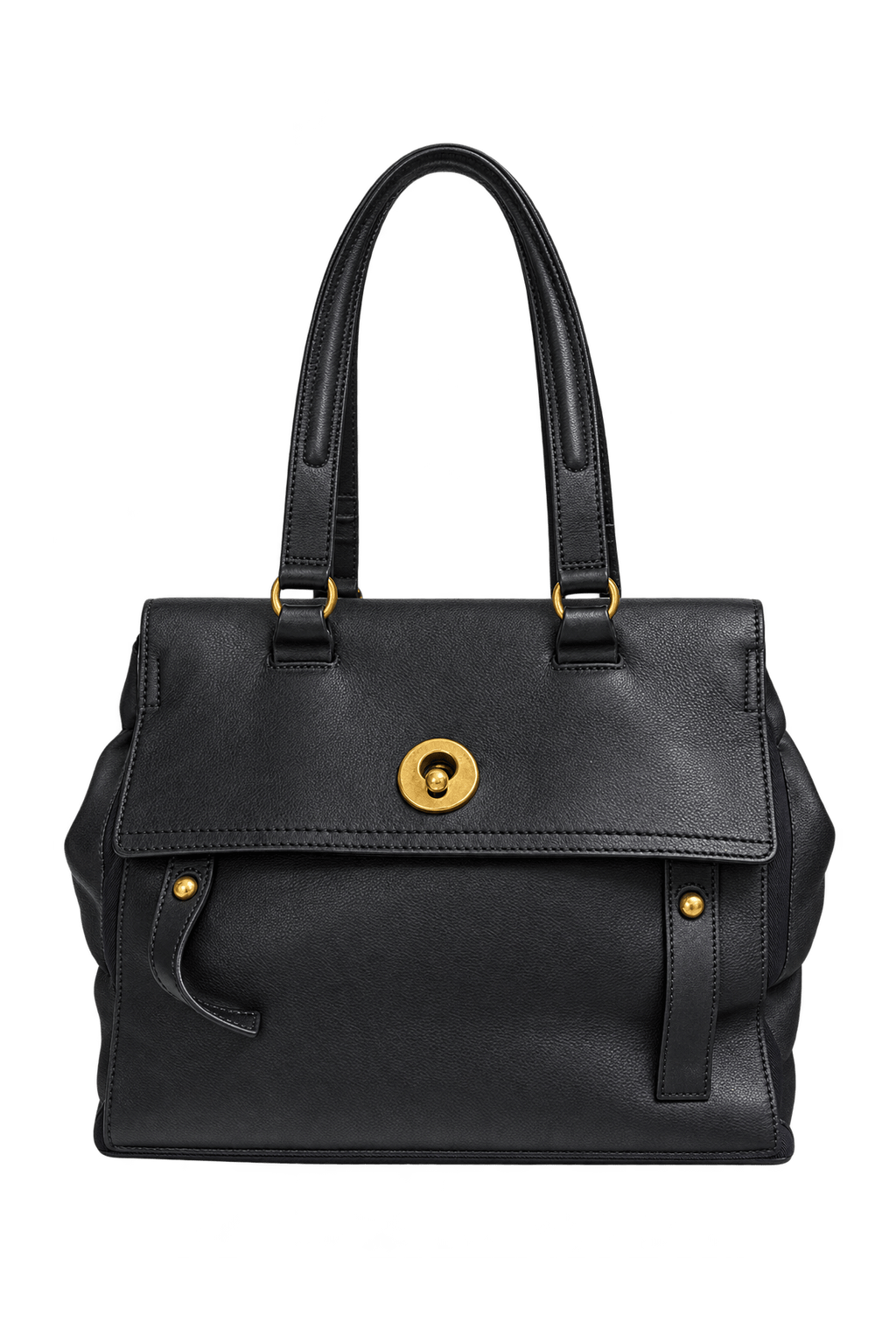 Unknown Black Leather Bag - Front View