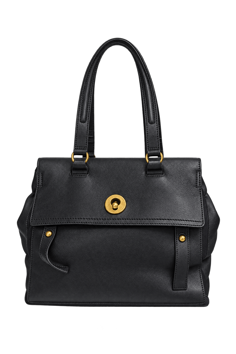 Unknown Black Leather Bag - Front View