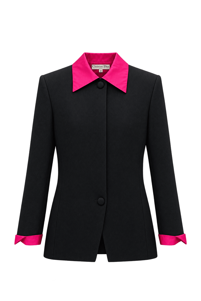 1980s Black Wool Blazer - Front View