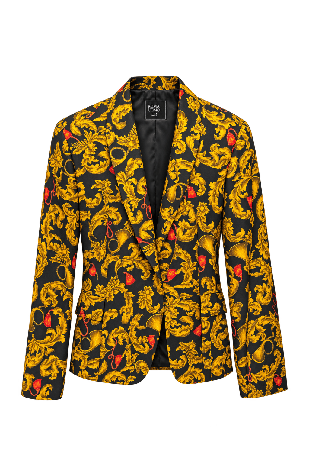 1980s Black Satin Blazer - Front View