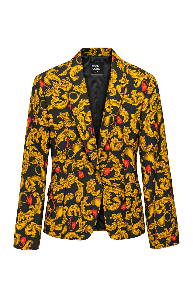 1980s Black Satin Blazer - Front View