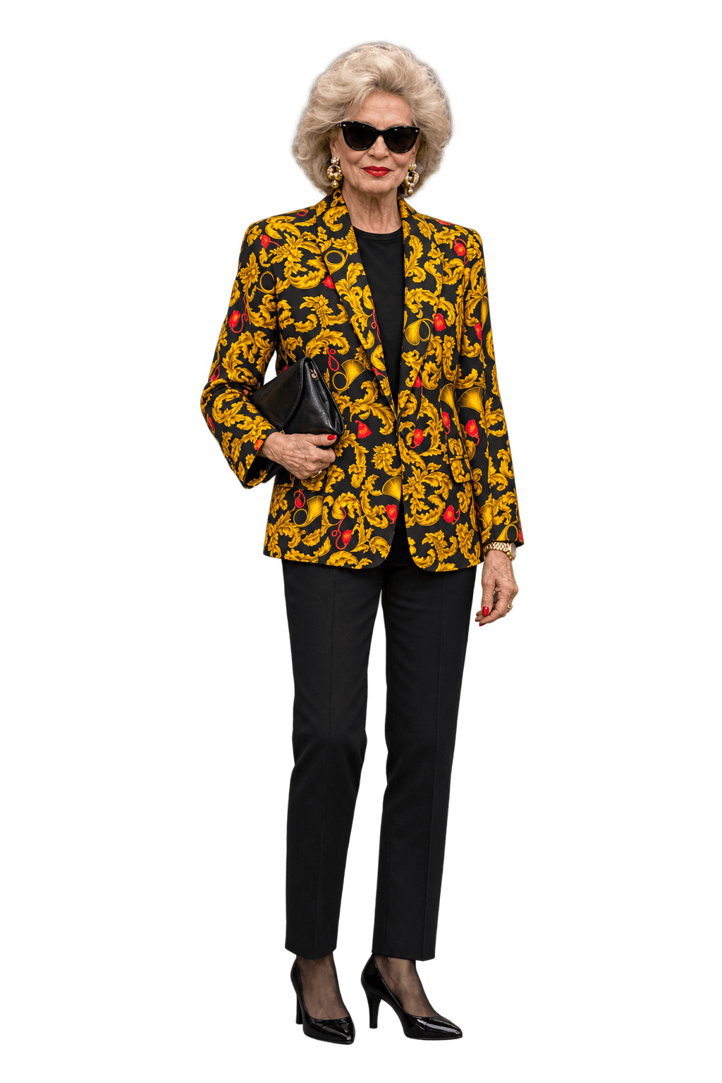 1980s Black Satin Blazer - Model