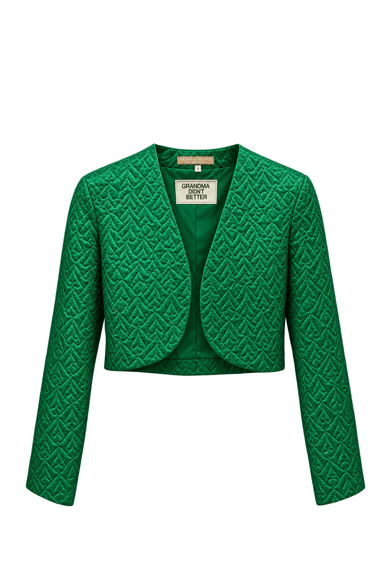 1980s Vibrant Green Synthetic Jacket - Front View