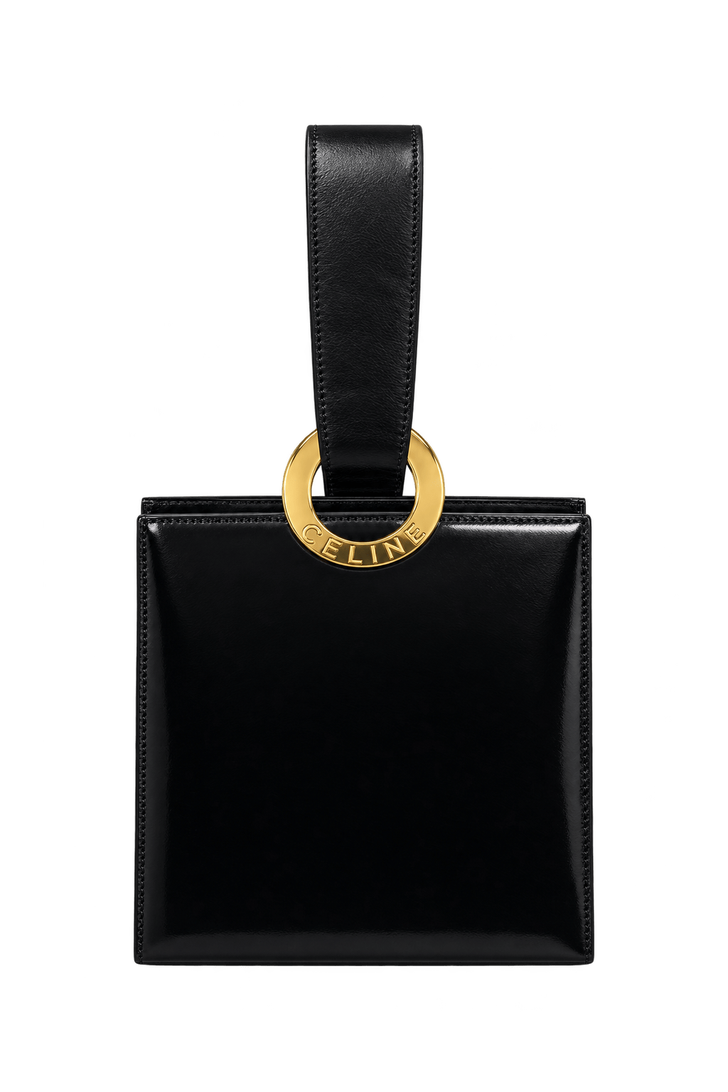 1990s Black Leather Bag - Front View