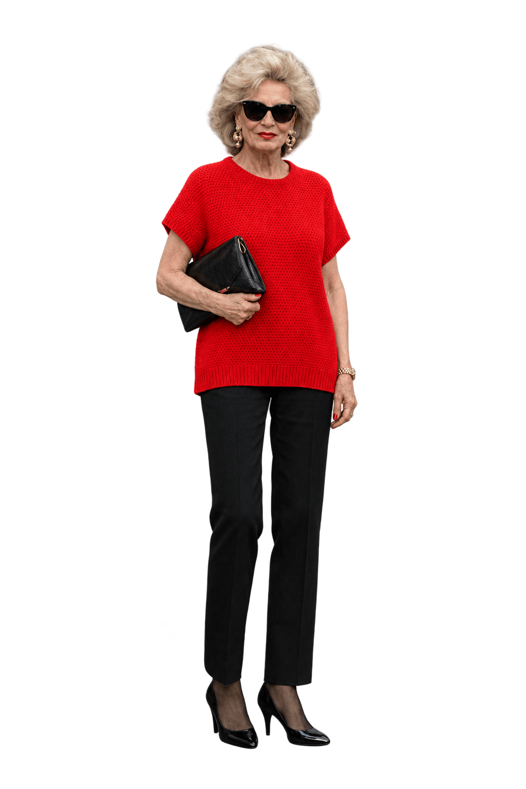 1980s Red Wool Sweater - Model