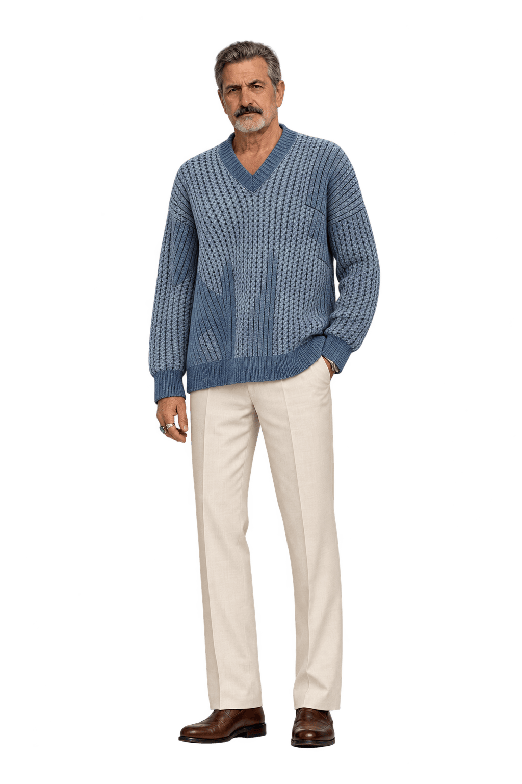 1980s Blue Wool Sweater - Model