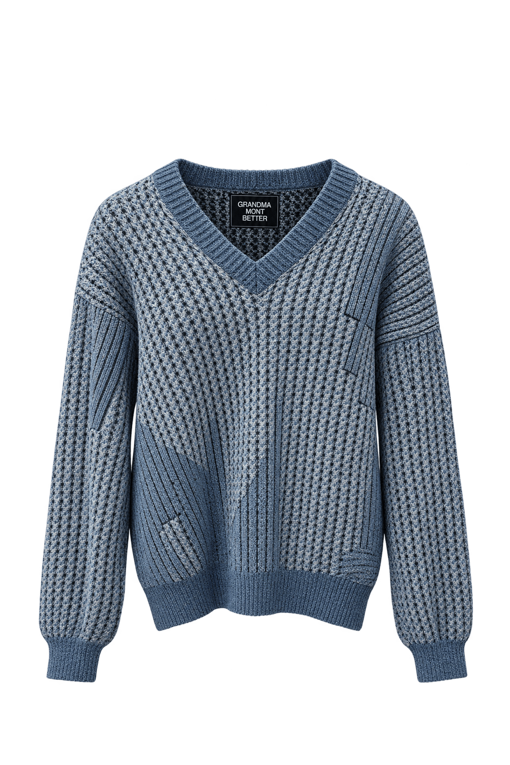 1980s Blue Wool Sweater - Front View