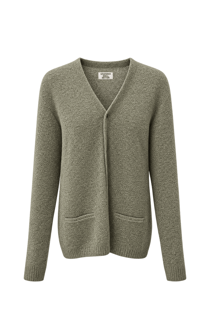 1980s Olive Green Wool Sweater - Front View