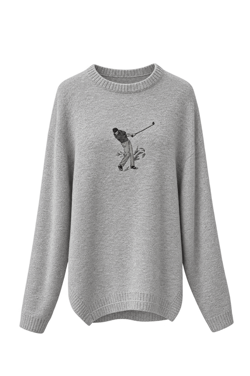1980s Light Gray Cotton Sweater - Front View