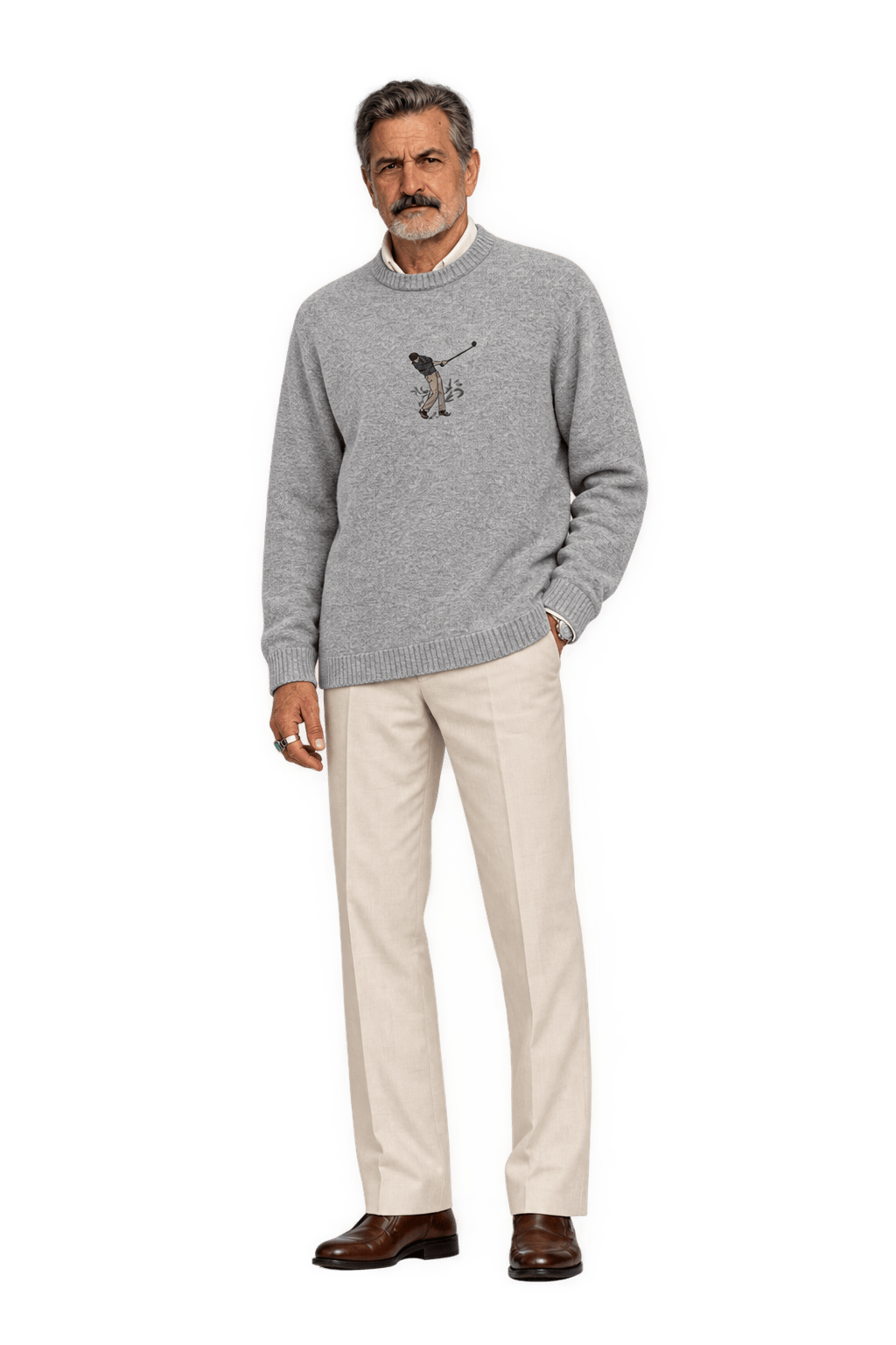 1980s Light Gray Cotton Sweater - Model