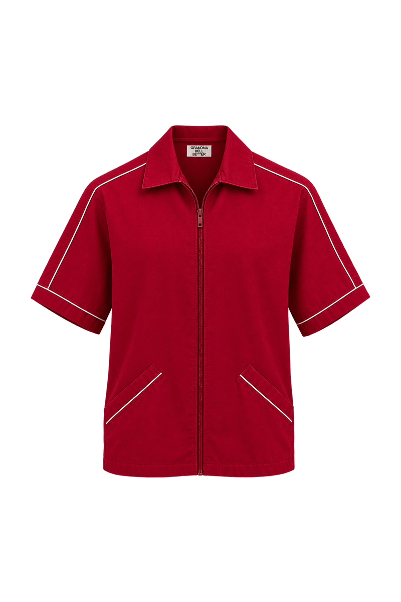 1970s Red Cotton Jacket - Front View