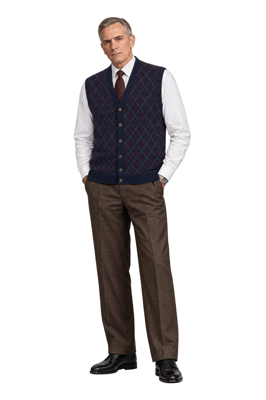 1990s Navy Blue Wool Vest - Model