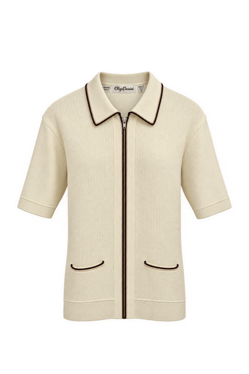 1960s Light Cream Cotton Blend Cardigan - Front View