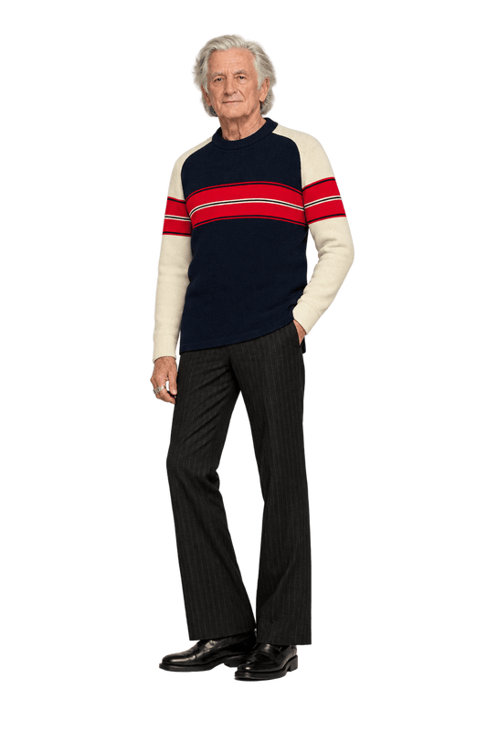 1970s Navy Blue Wool Sweater - Model