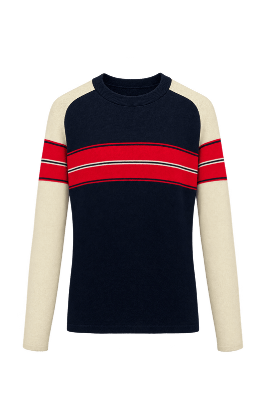 1970s Navy Blue Wool Sweater - Front View
