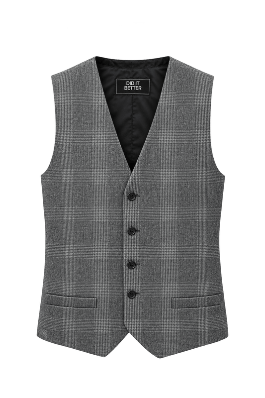 1980s Grey Wool Vest - Front View