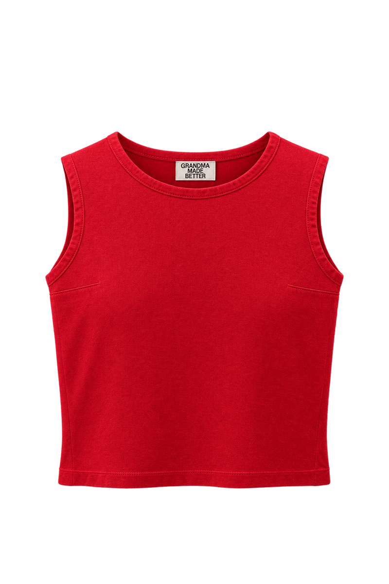 1990s Red Cotton Tank Top - Front View