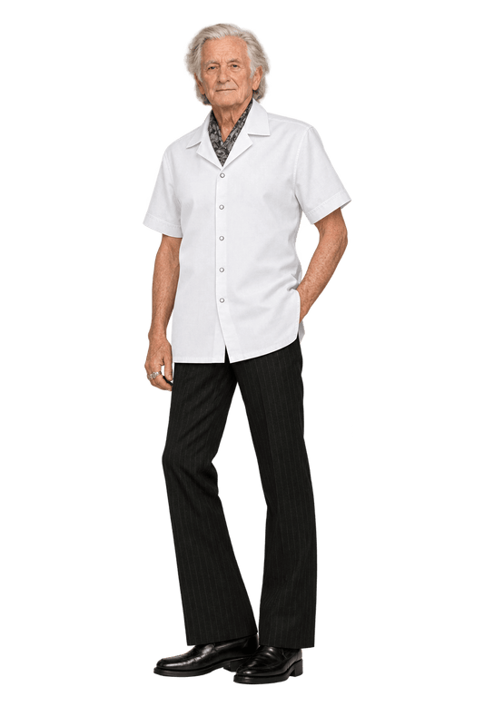 1980s White Synthetic Blend Shirt - Model